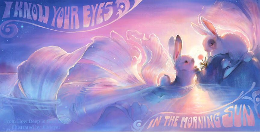From If you were my valentine, the elk brings the moon for the baby followed by fireflies, skunks and bunnies